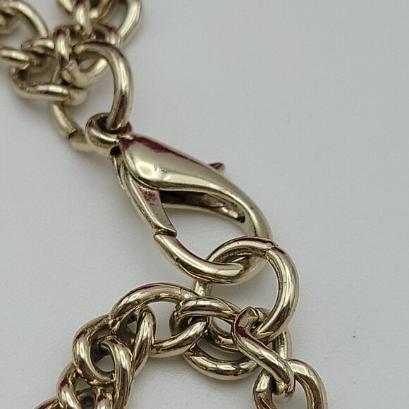 GUESS Logo Charm Bracelet CZ Heart Silver Tone Curb Chain 7 Inch  Cha Cha - Picture 10 of 10
